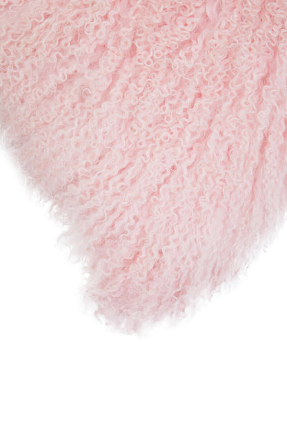 Bosie Real Mongolian Fur Pink Square Cushion