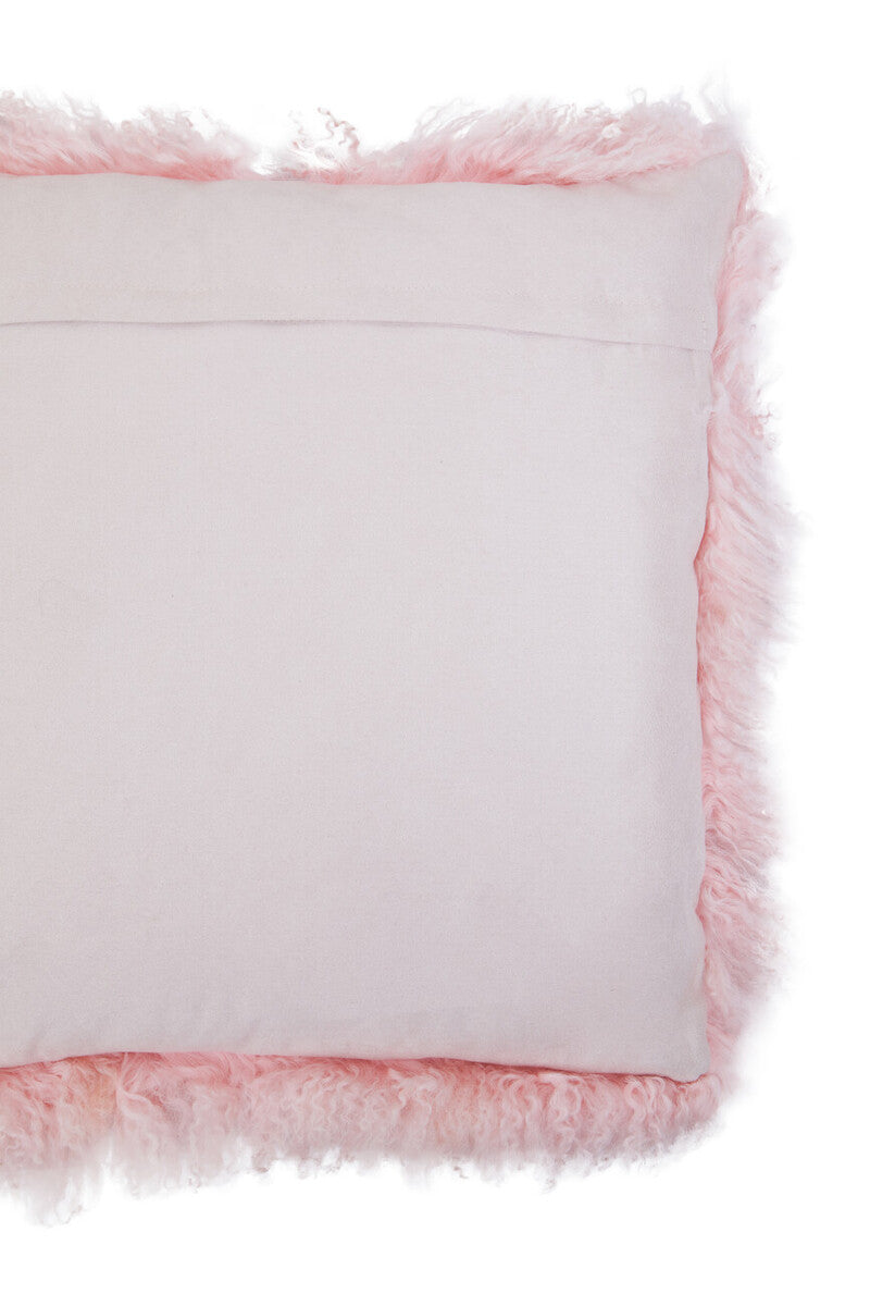 Bosie Real Mongolian Fur Pink Square Cushion - Image 10
