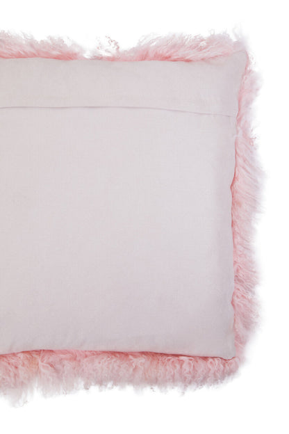 Bosie Real Mongolian Fur Pink Square Cushion