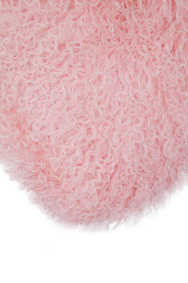 Bosie Real Mongolian Fur Pink Rectangular Cushion - Image 3