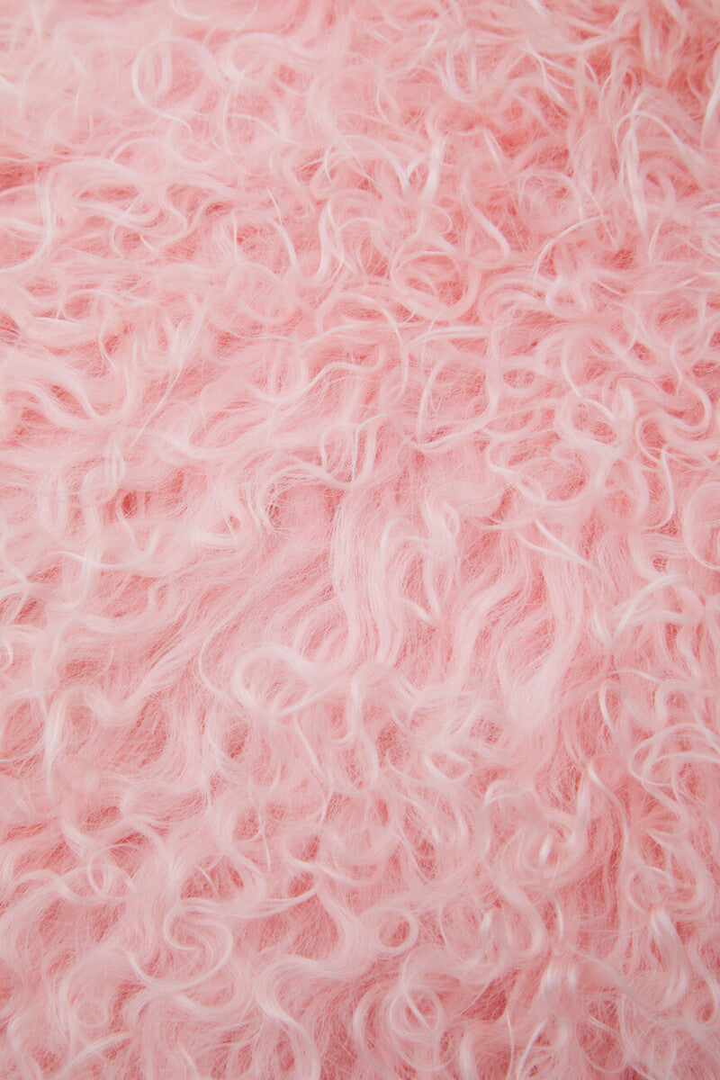 Bosie Real Mongolian Fur Pink Rectangular Cushion - Image 4