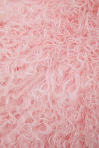 Bosie Real Mongolian Fur Pink Rectangular Cushion