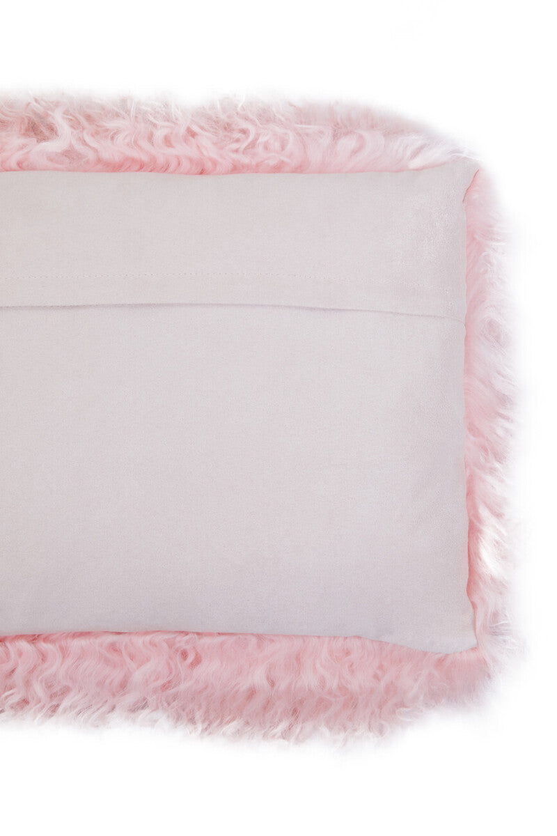 Bosie Real Mongolian Fur Pink Rectangular Cushion - Image 5