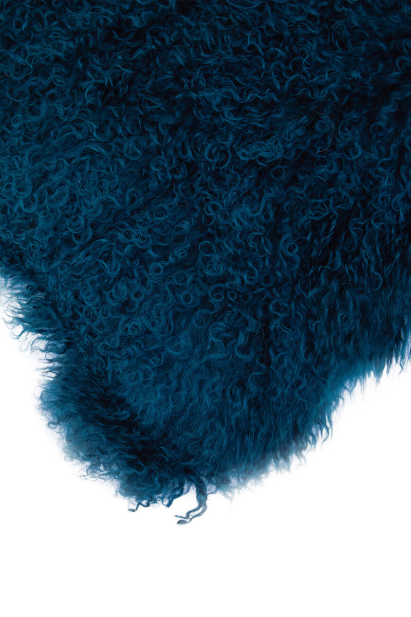 Bosie Real Mongolian Fur Teal Square Cushion - Image 7