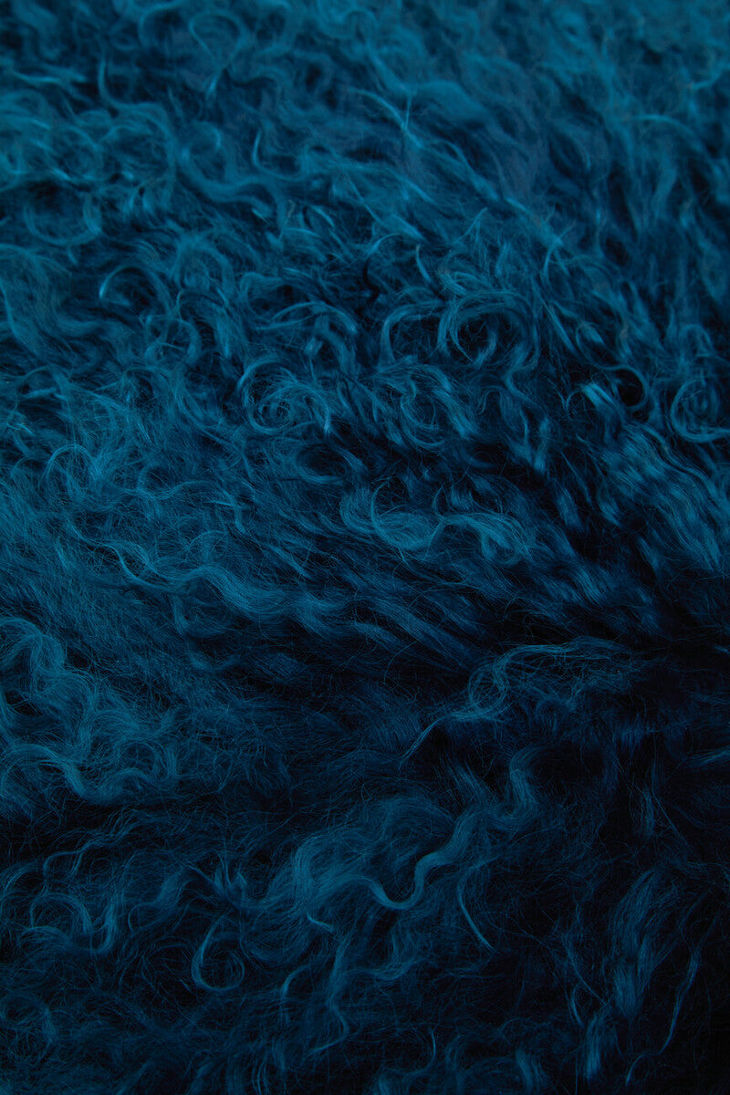 Bosie Real Mongolian Fur Teal Square Cushion - Image 8