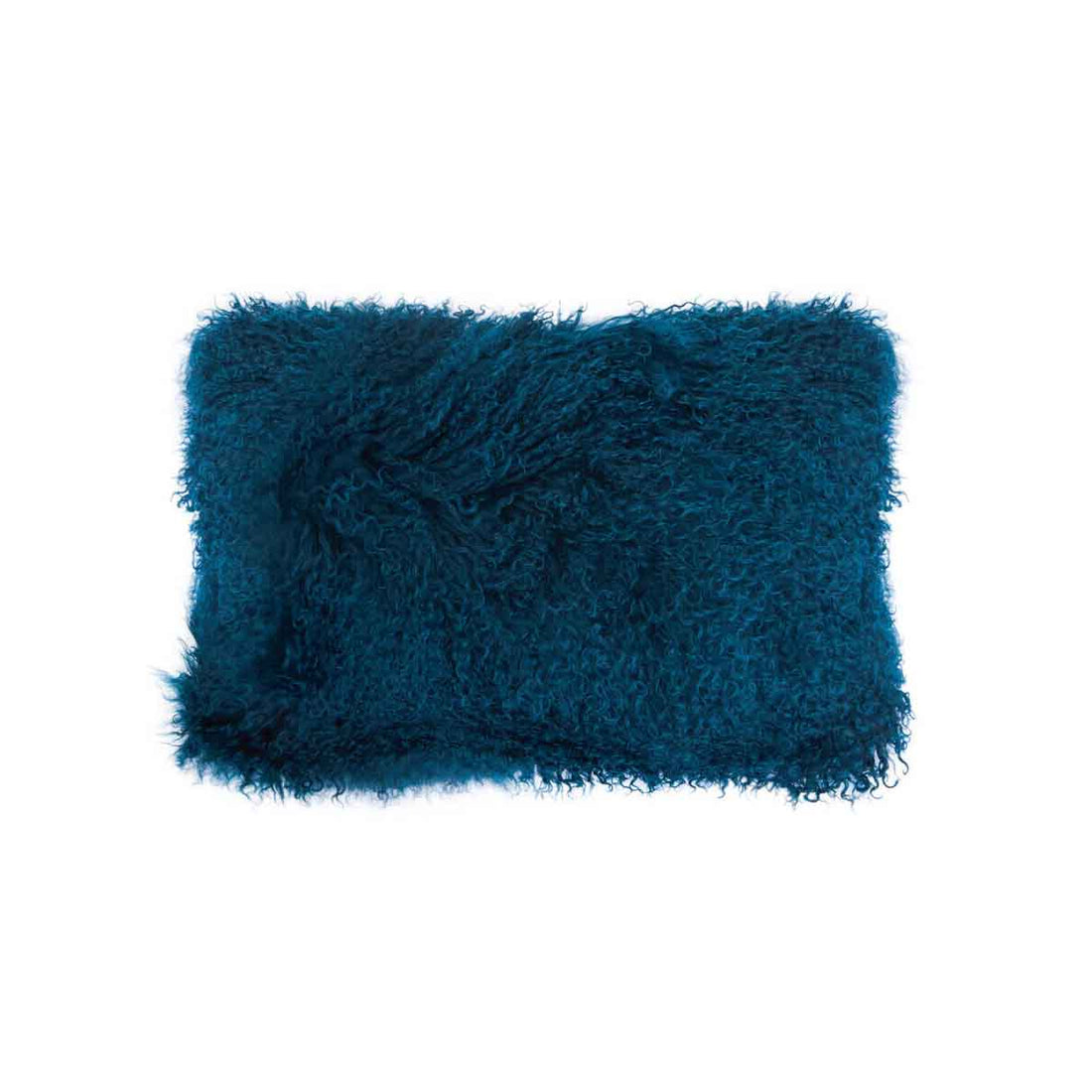 Bosie Mongolian Fur Teal Rectangular Cushion
