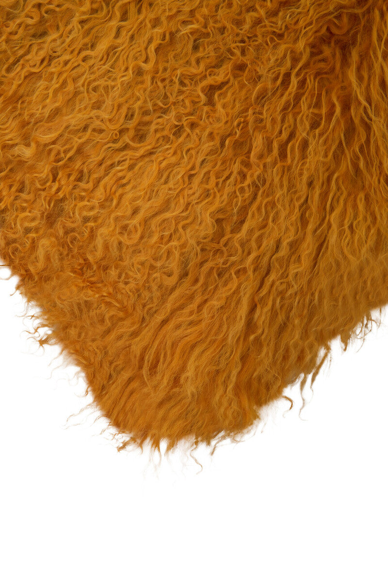 Bosie Real Mongolian Fur Ochre Square Cushion - Image 10