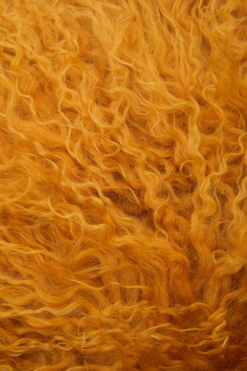 Bosie Real Mongolian Fur Ochre Square Cushion - Image 11
