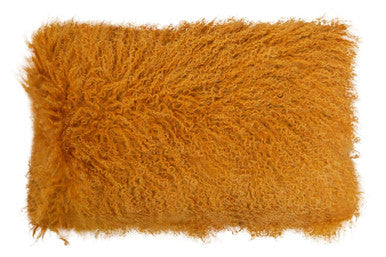 Bosie Mongolian Fur Ochre Rectangular Cushion