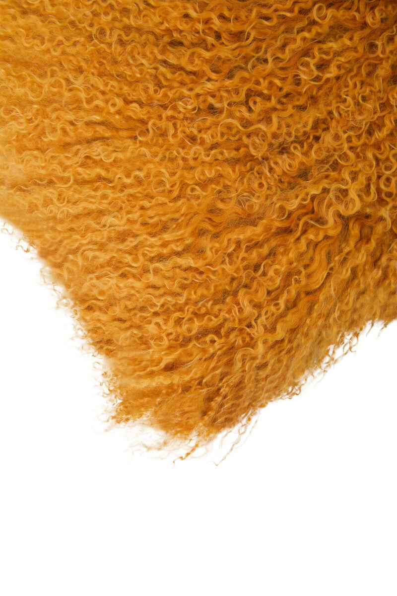 Bosie Real Mongolian Fur Ochre Rectangular Cushion - Image 5