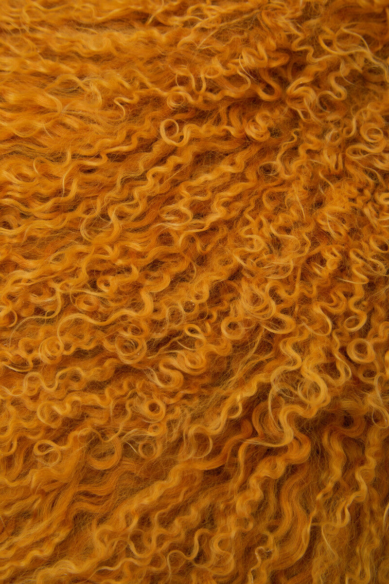 Bosie Real Mongolian Fur Ochre Rectangular Cushion - Image 6