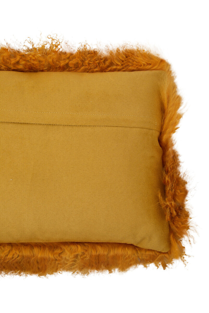 Bosie Real Mongolian Fur Ochre Rectangular Cushion - Image 7