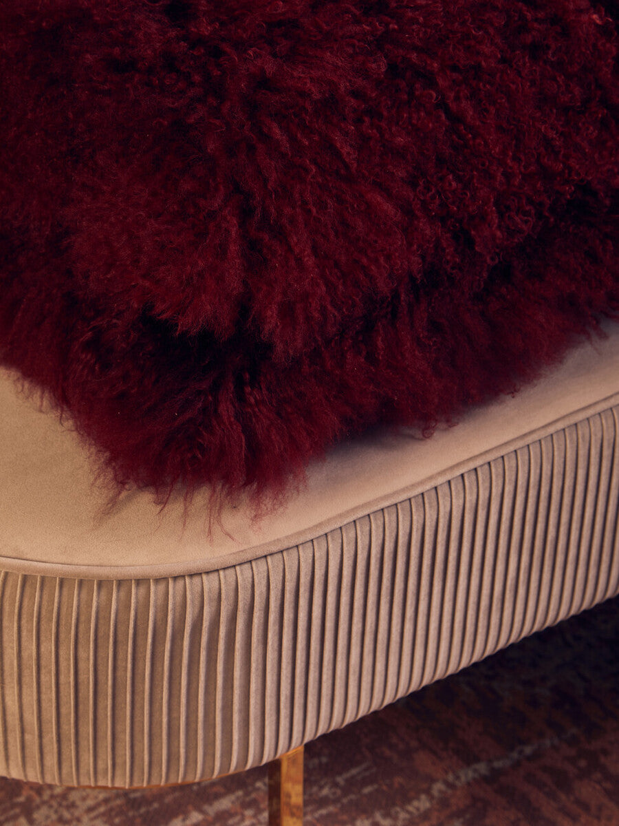 Bosie Real Mongolian Fur Maroon Square Cushion - Image 6