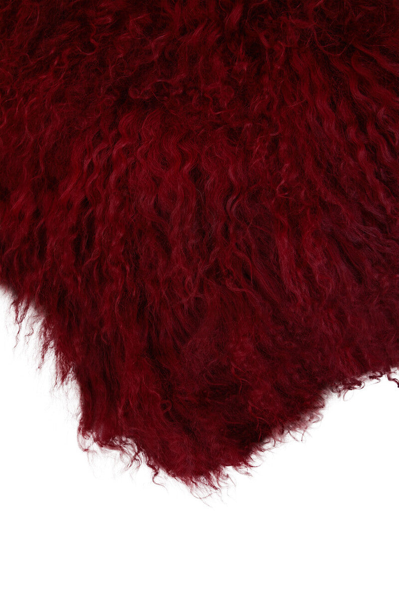 Bosie Real Mongolian Fur Maroon Square Cushion - Image 7