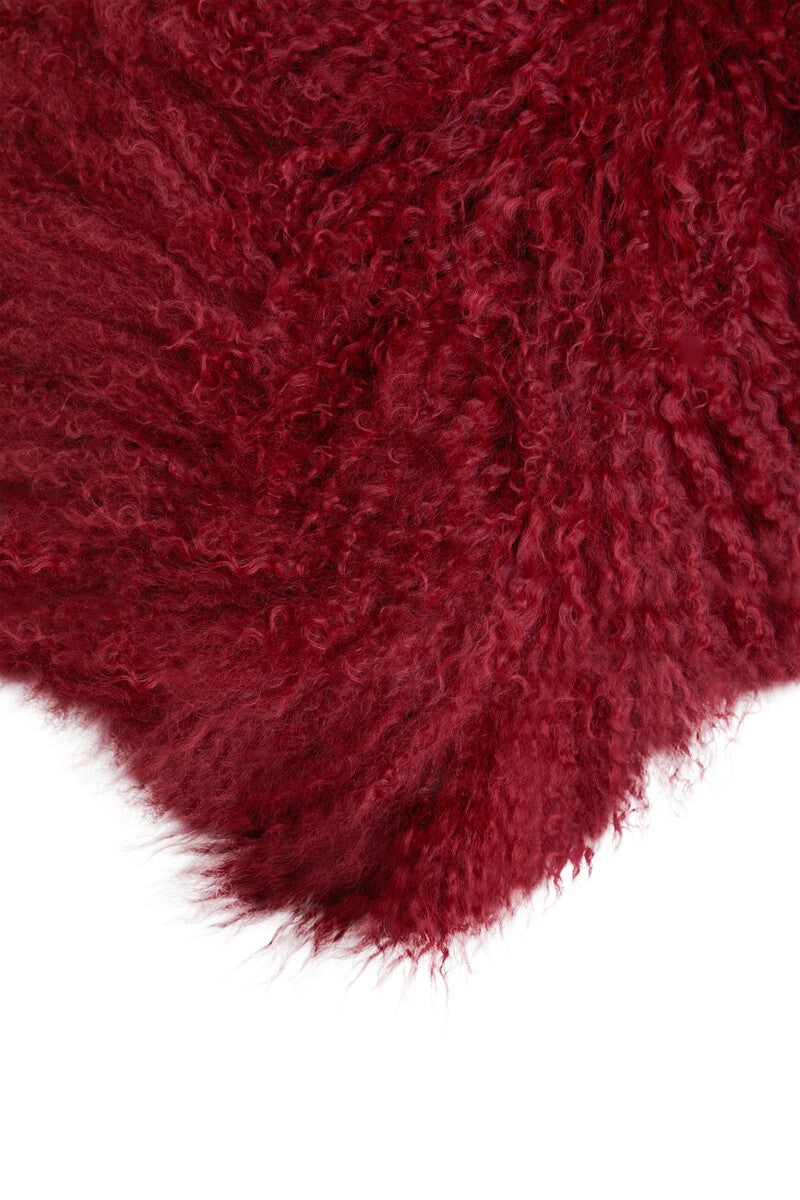Bosie Real Mongolian Fur Maroon Rectangular Cushion - Image 3