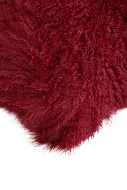 Bosie Real Mongolian Fur Maroon Rectangular Cushion