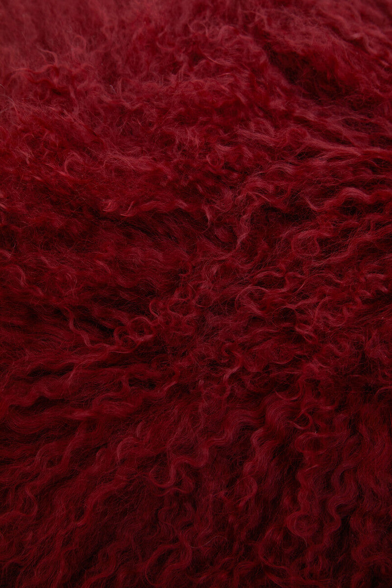 Bosie Real Mongolian Fur Maroon Rectangular Cushion - Image 4