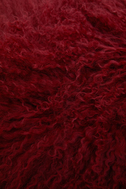 Bosie Real Mongolian Fur Maroon Rectangular Cushion