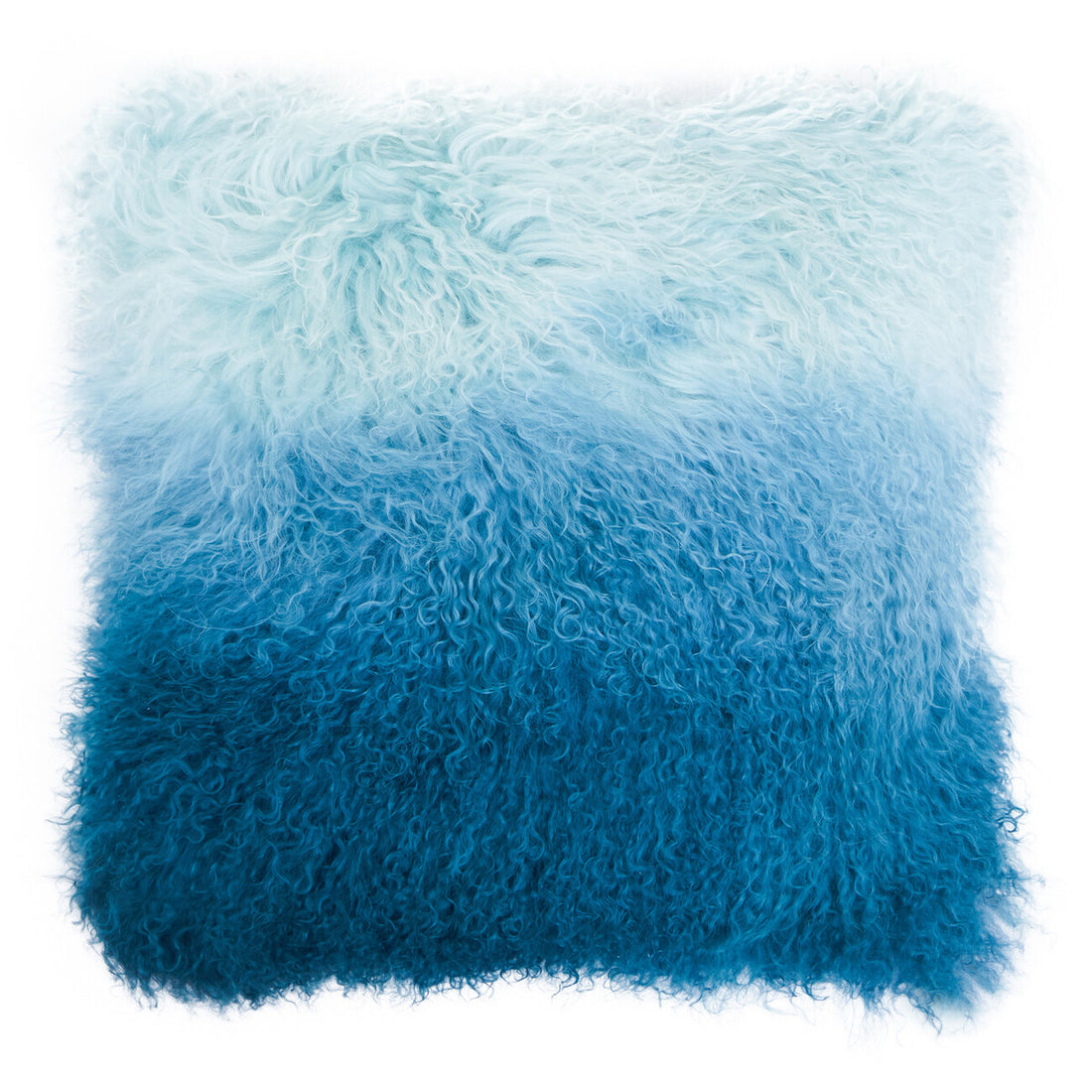 Bosie Real Mongolian Fur Blue Ombre Square Cushion - Image 3