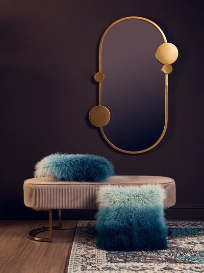 Bosie Real Mongolian Fur Blue Ombre Square Cushion