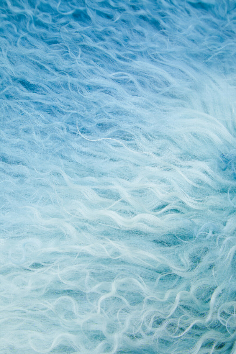 Bosie Real Mongolian Fur Blue Ombre Square Cushion