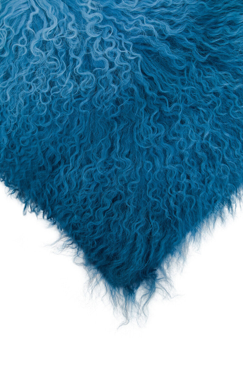 Bosie Real Mongolian Fur Blue Ombre Rectangular Cushion - Image 6