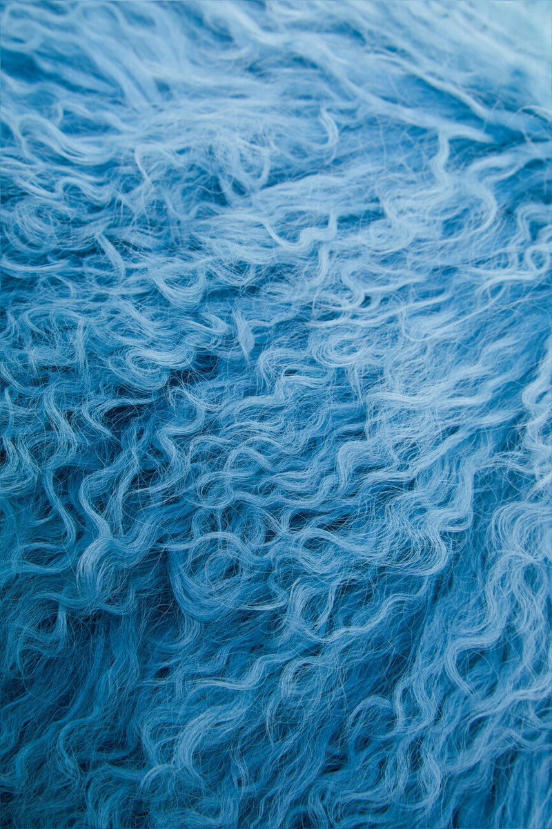 Bosie Real Mongolian Fur Blue Ombre Rectangular Cushion