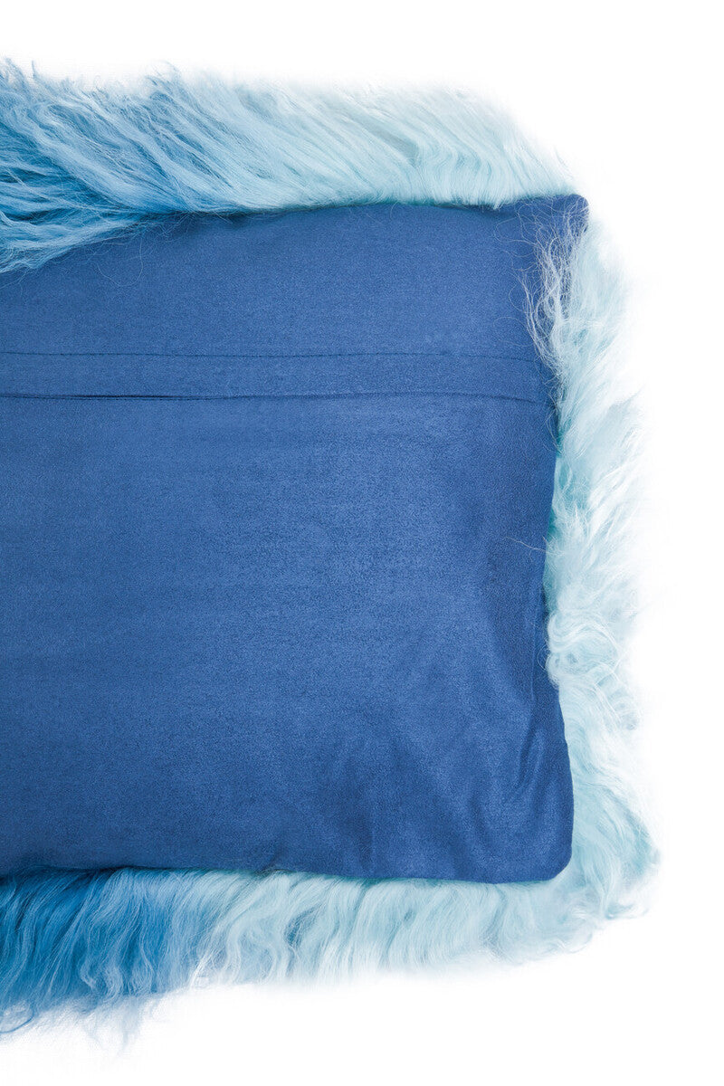 Bosie Real Mongolian Fur Blue Ombre Rectangular Cushion