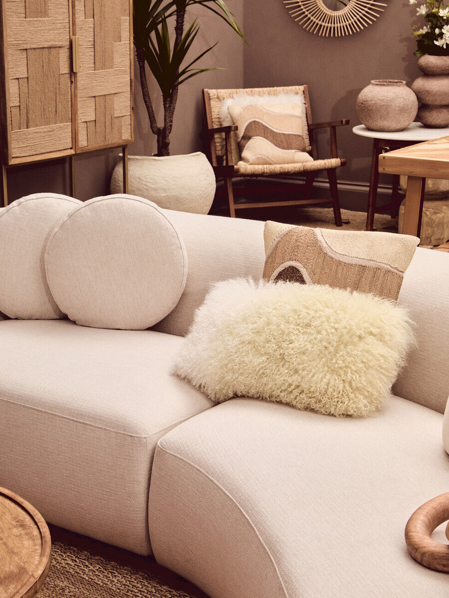 Bosie Real Mongolian Fur Natural Ombre Square Cushion