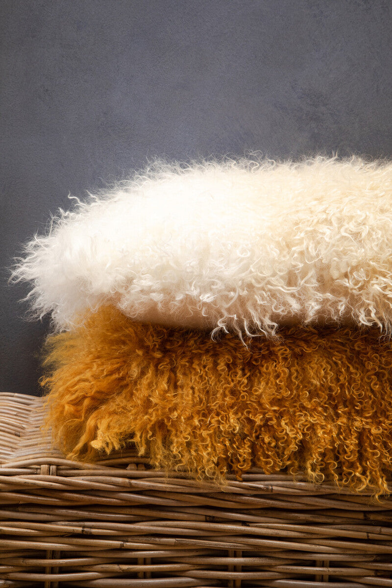 Bosie Real Mongolian Fur Natural Ombre Rectangular Cushion
