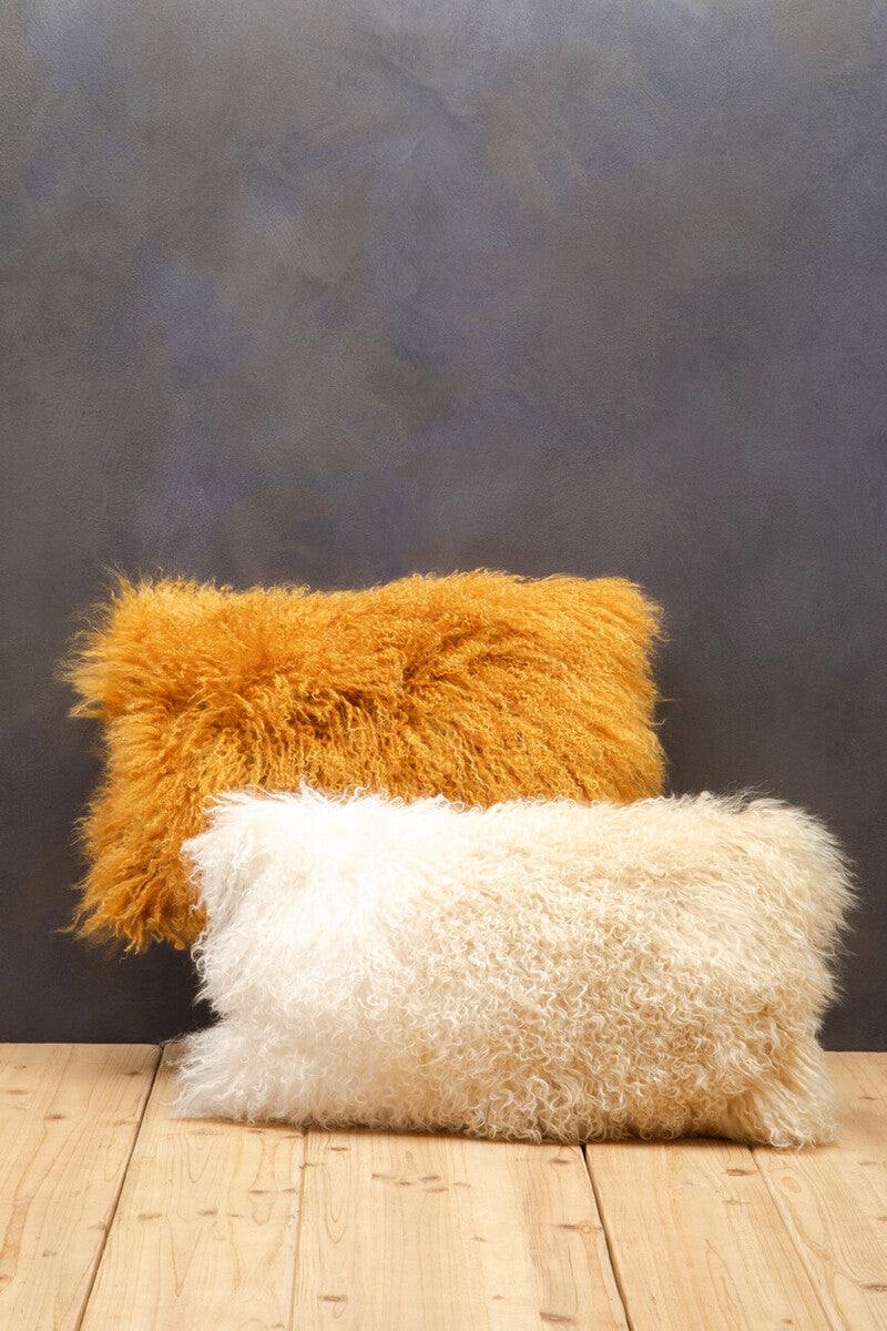 Bosie Real Mongolian Fur Natural Ombre Rectangular Cushion - Image 5
