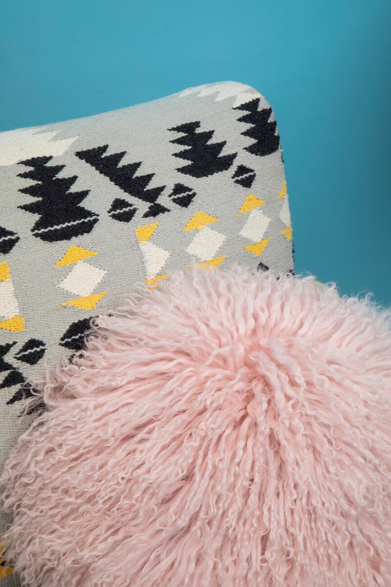 Bosie Real Mongolian Fur Pink Round Cushion - Image 3