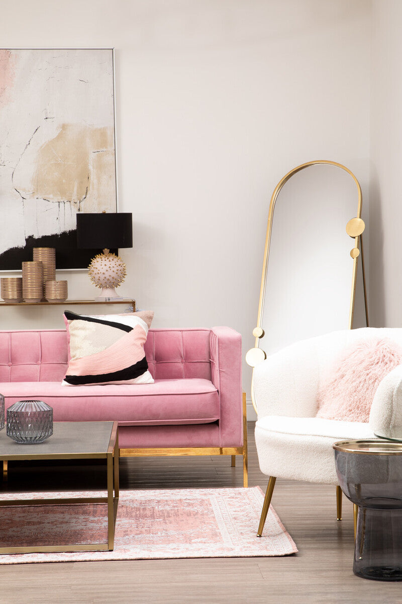 Bosie Real Mongolian Fur Pink Round Cushion - Image 4