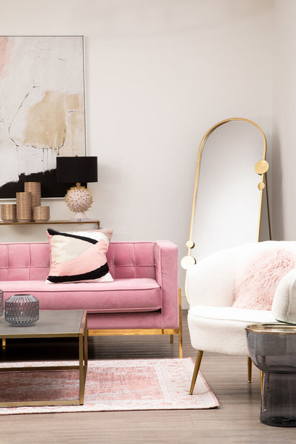 Bosie Real Mongolian Fur Pink Round Cushion