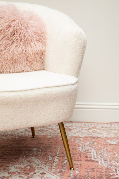 Bosie Real Mongolian Fur Pink Round Cushion