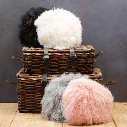 Bosie Real Mongolian Fur Grey Round Cushion