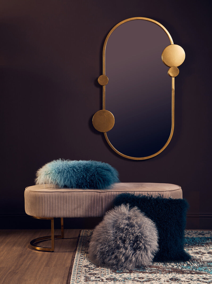 Bosie Real Mongolian Fur Grey Round Cushion