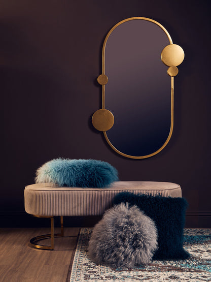 Bosie Real Mongolian Fur Grey Round Cushion