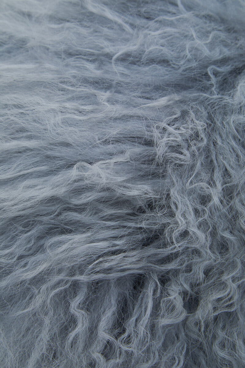 Bosie Real Mongolian Fur Grey Round Cushion