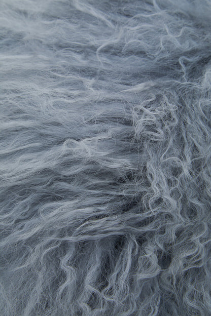 Bosie Real Mongolian Fur Grey Round Cushion