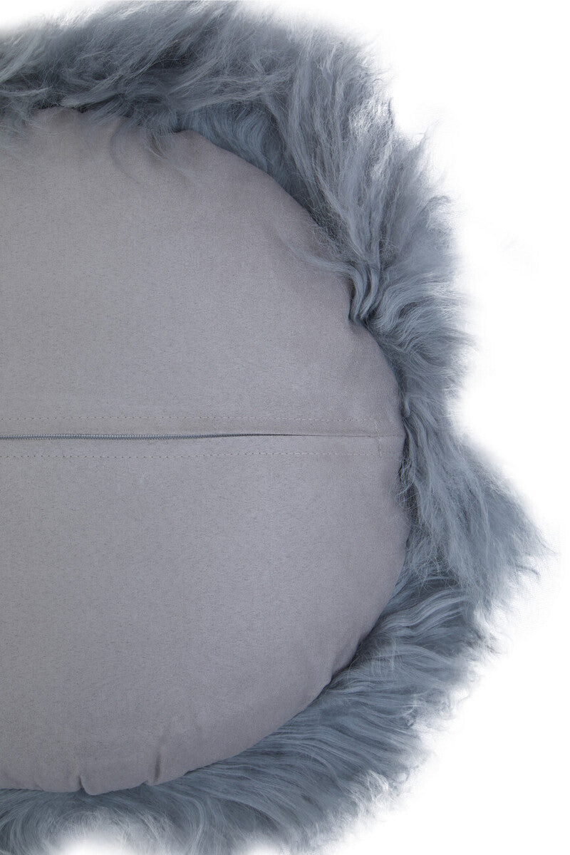 Bosie Real Mongolian Fur Grey Round Cushion - Image 11