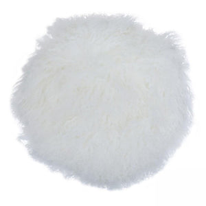 Bosie Mongolian Fur White Round Cushion