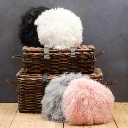 Bosie Real Mongolian Fur White Round Cushion