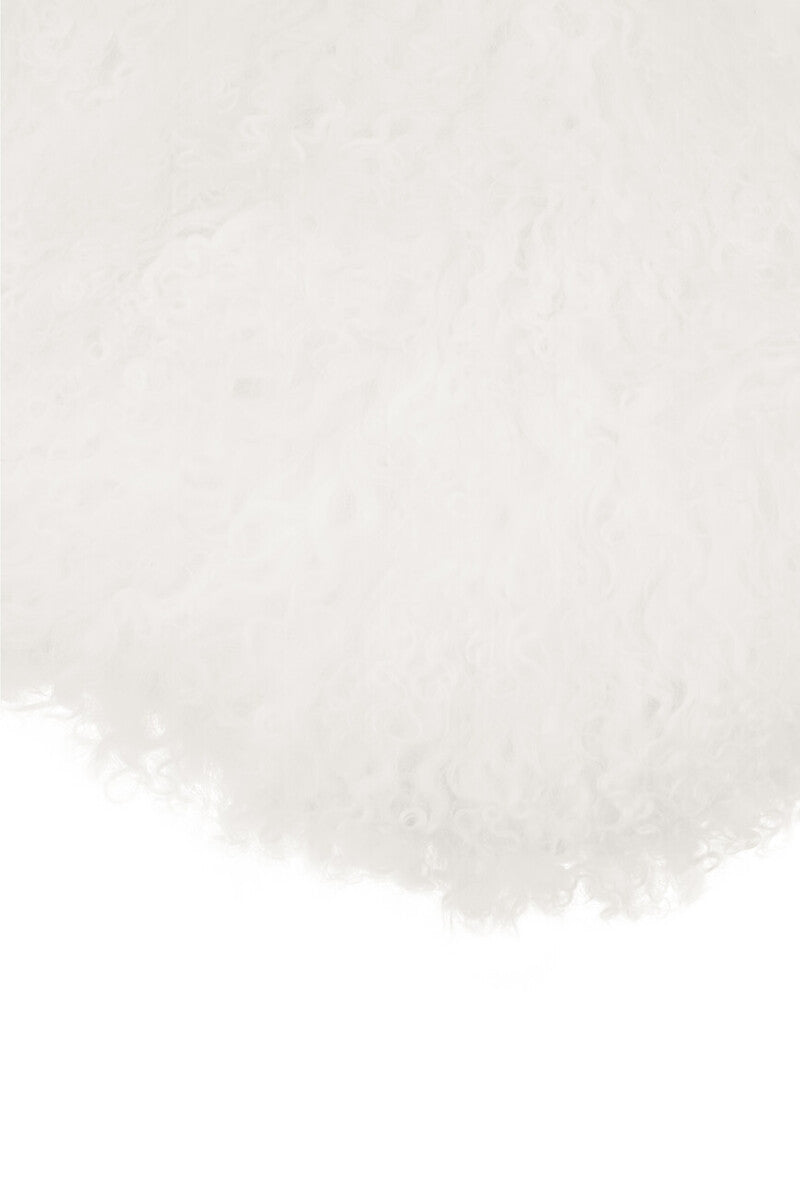 Bosie Real Mongolian Fur White Round Cushion - Image 3