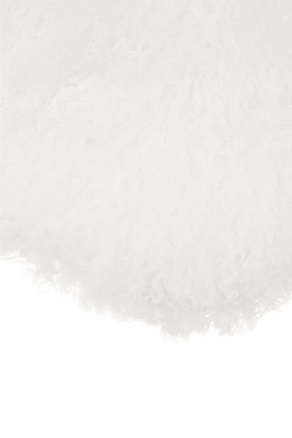 Bosie Real Mongolian Fur White Round Cushion
