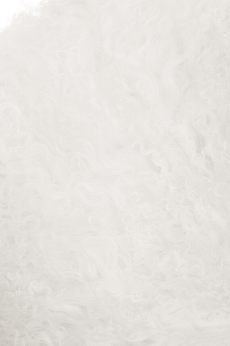 Bosie Real Mongolian Fur White Round Cushion