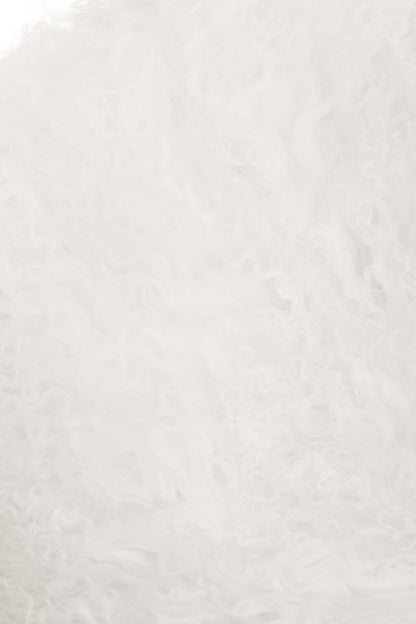 Bosie Real Mongolian Fur White Round Cushion