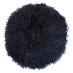 Bosie Mongolian Fur Black Round Cushion