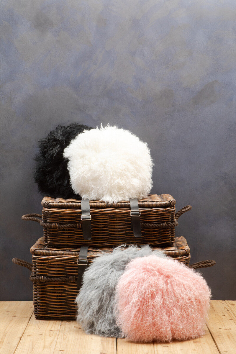 Bosie Real Mongolian Fur Black Round Cushion - Image 4