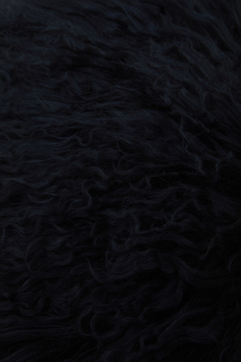 Bosie Real Mongolian Fur Black Round Cushion